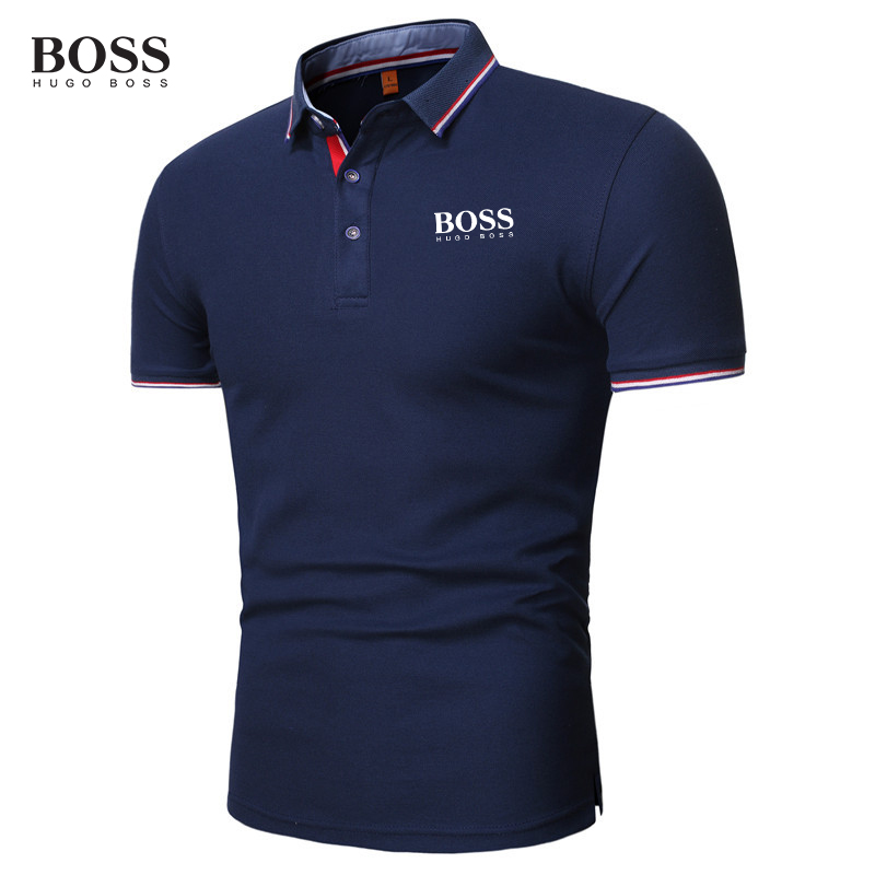 Shirt Men Button Stand Collar Short Sleeve Polo Shirts