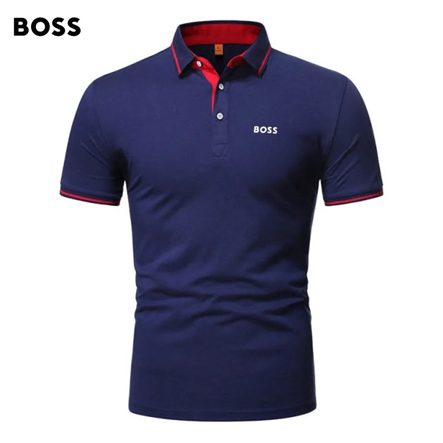 Men's Patchwork Printed Short Sleeve POLO T-Shirt