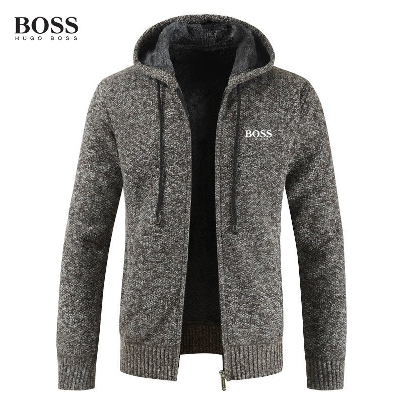 MEN’S ZIP UP HOODED COTTON SWEATER COAT