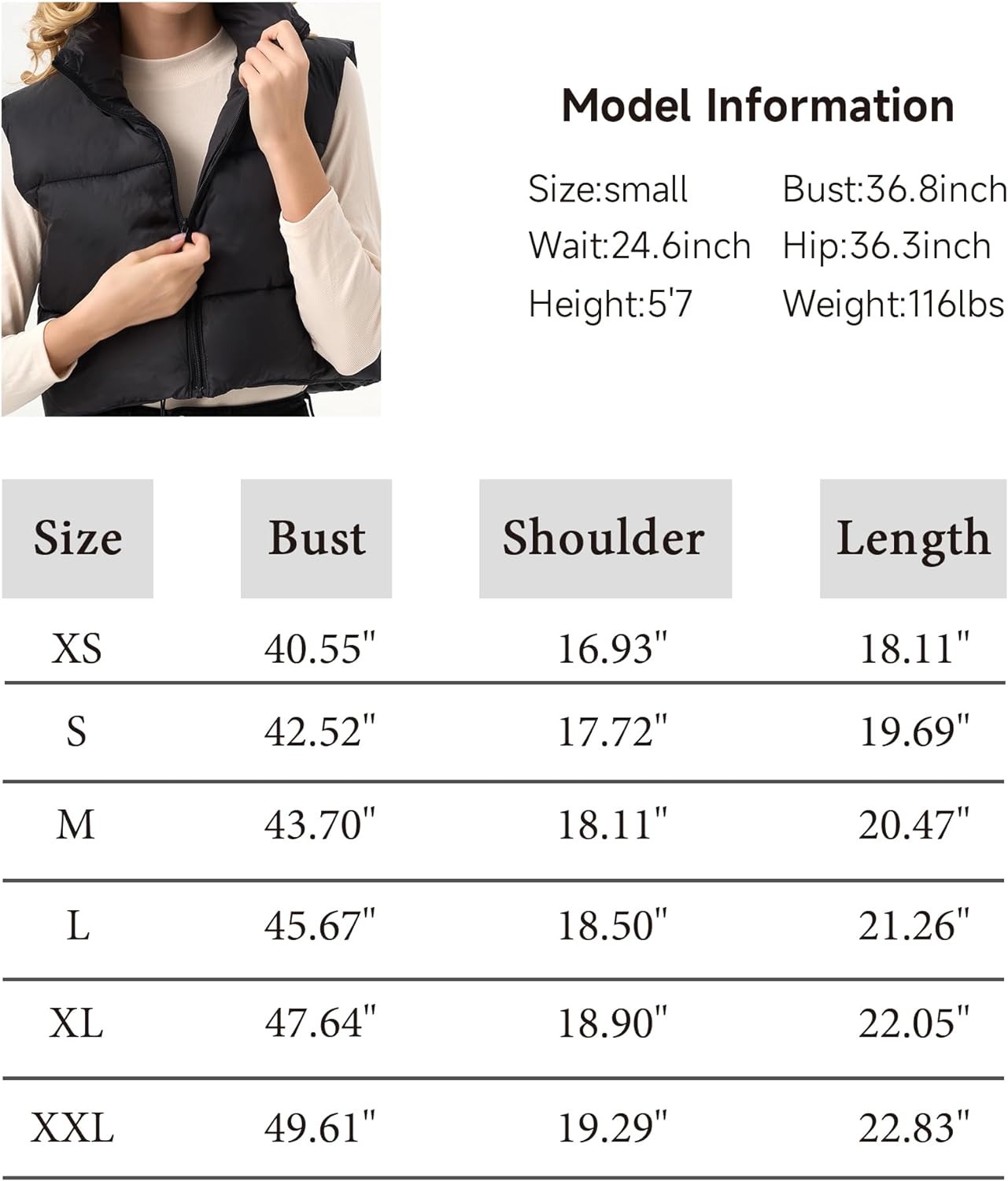 ANAYSN Women's Cropped Puffer Vest Lightweight Sleeveless Warm Vests For Women Winter Stand Collar Padded Gilet