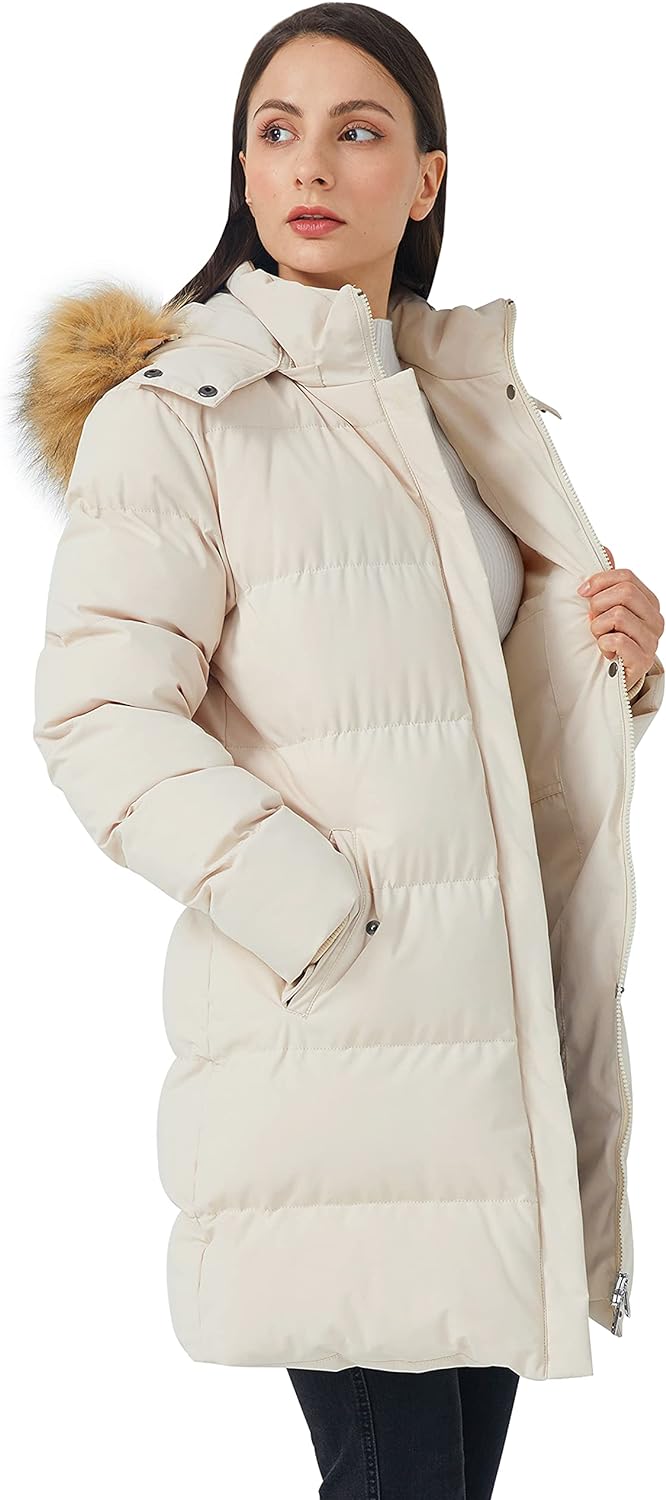 WenVen Women's Winter Thicken Puffer Coat Warm Jacket with Faux Fur Removable Hood