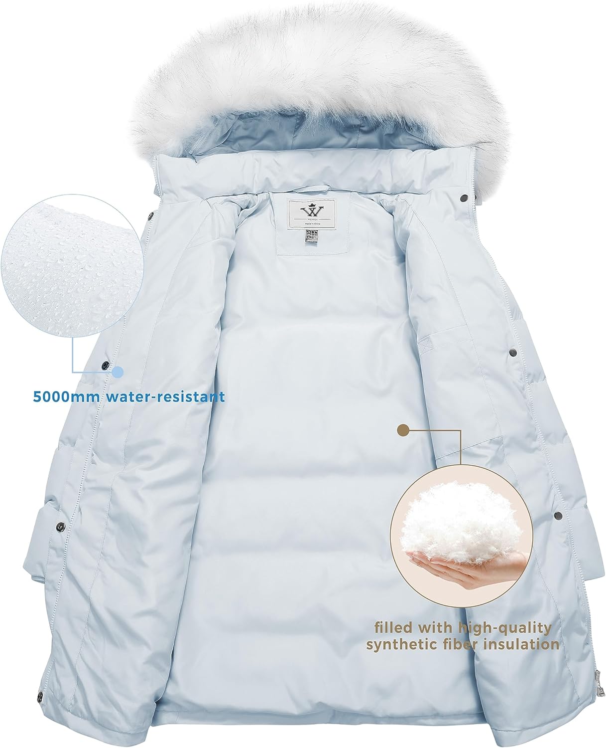 WenVen Women's Winter Thicken Puffer Coat Warm Jacket with Faux Fur Removable Hood