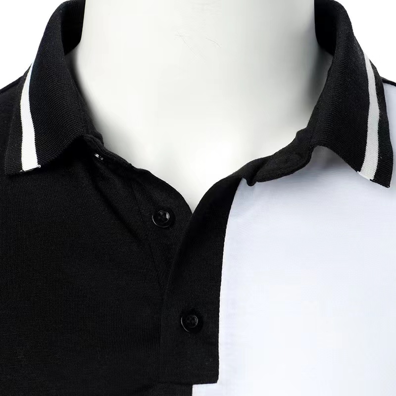 Men's Casual Color Block Long Sleeve Polo Shirt
