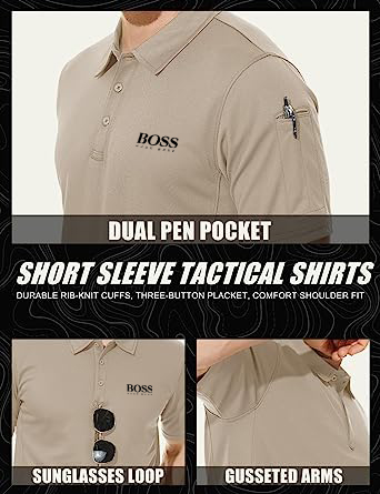 Men's Polo Shirt Quick Dry Performance Short Sleeve Tactical Shirt