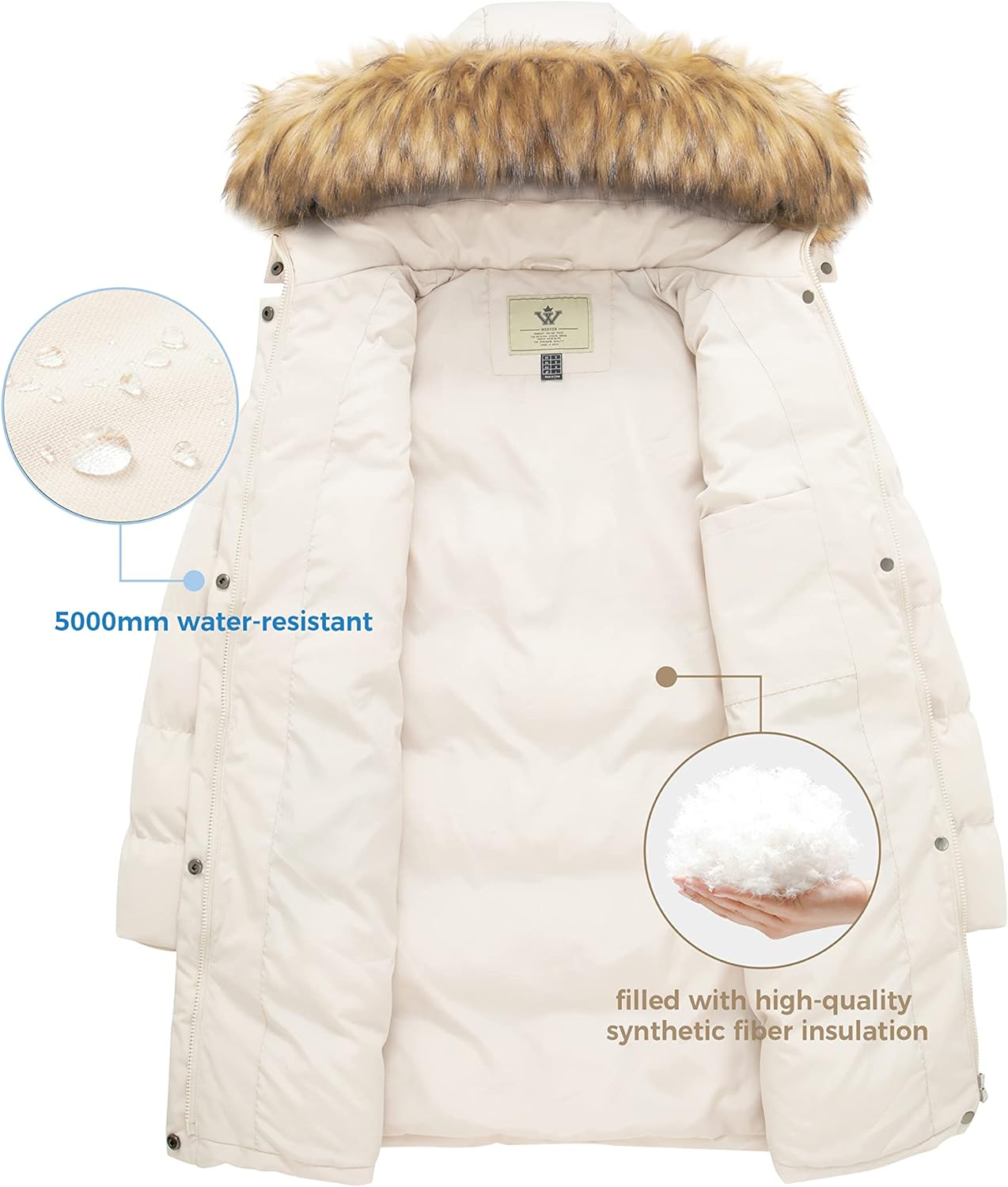 WenVen Women's Winter Thicken Puffer Coat Warm Jacket with Faux Fur Removable Hood
