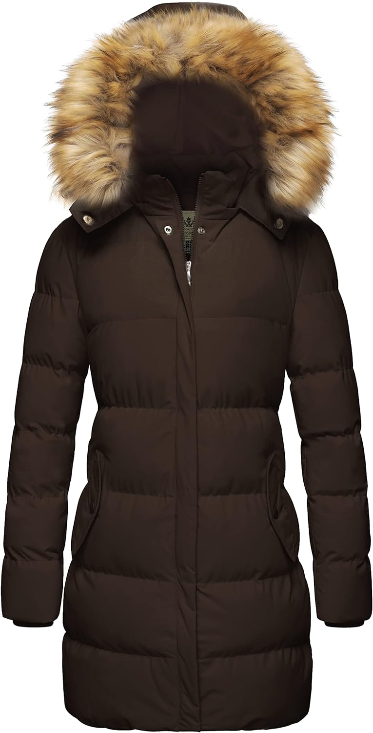 WenVen Women's Winter Thicken Puffer Coat Warm Jacket with Faux Fur Removable Hood