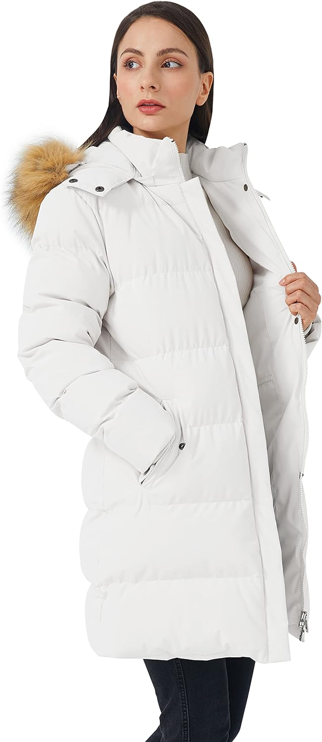 WenVen Women's Winter Thicken Puffer Coat Warm Jacket with Faux Fur Removable Hood