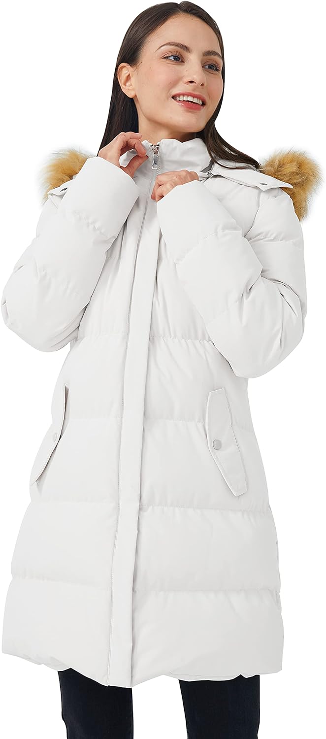 WenVen Women's Winter Thicken Puffer Coat Warm Jacket with Faux Fur Removable Hood