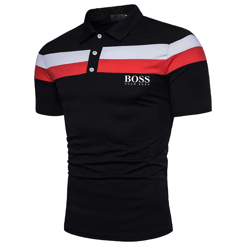 Men's Casual Color Block Short Sleeve Polo Shirt