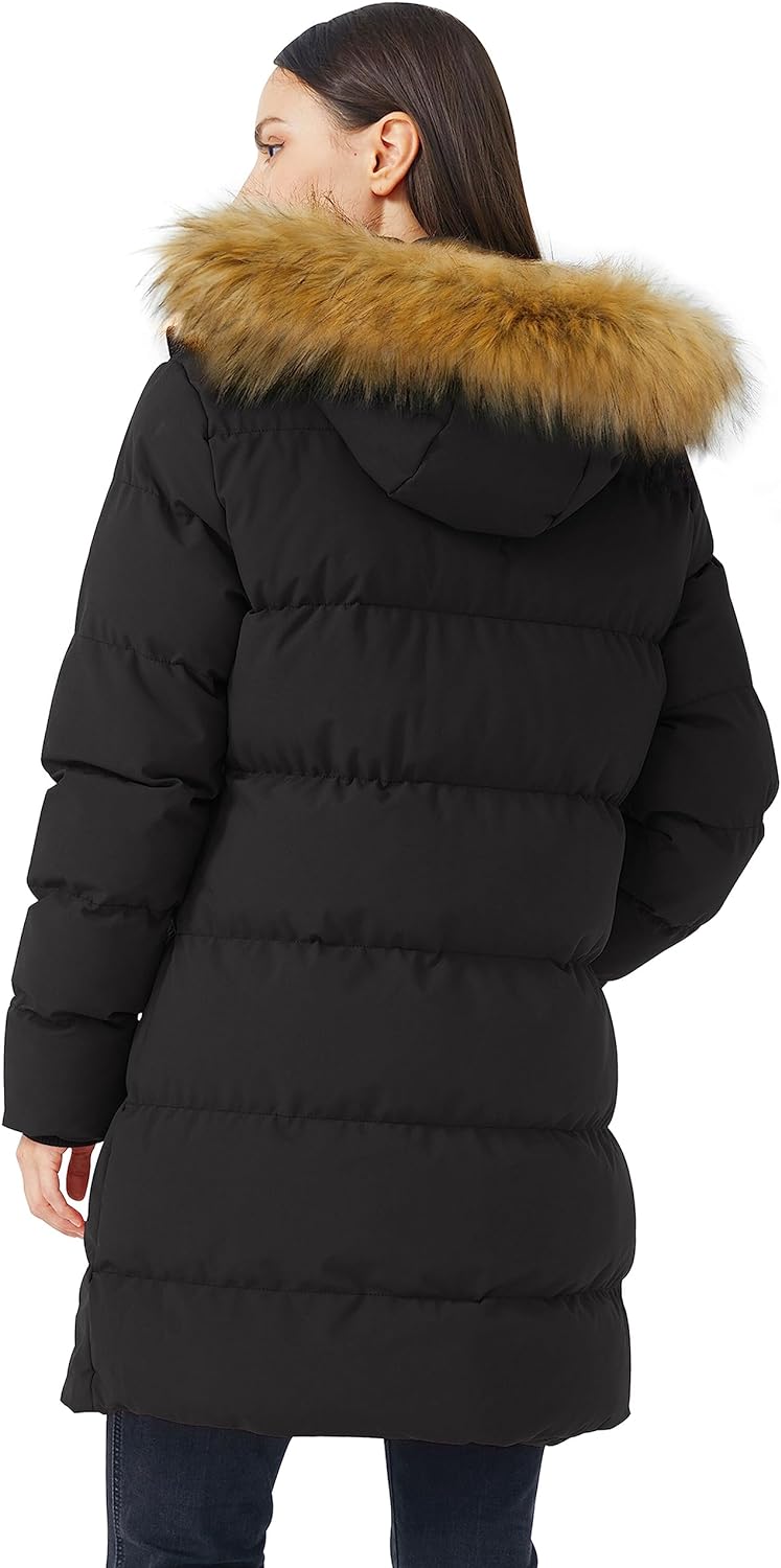 WenVen Women's Winter Thicken Puffer Coat Warm Jacket with Faux Fur Removable Hood