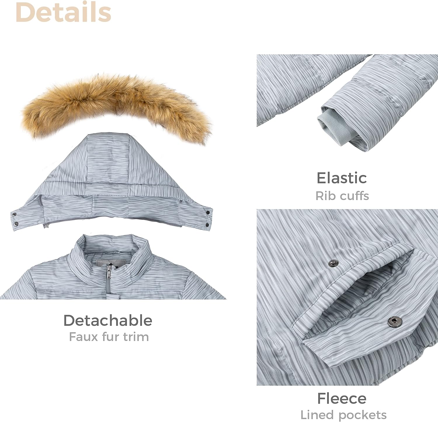 WenVen Women's Winter Thicken Puffer Coat Warm Jacket with Faux Fur Removable Hood