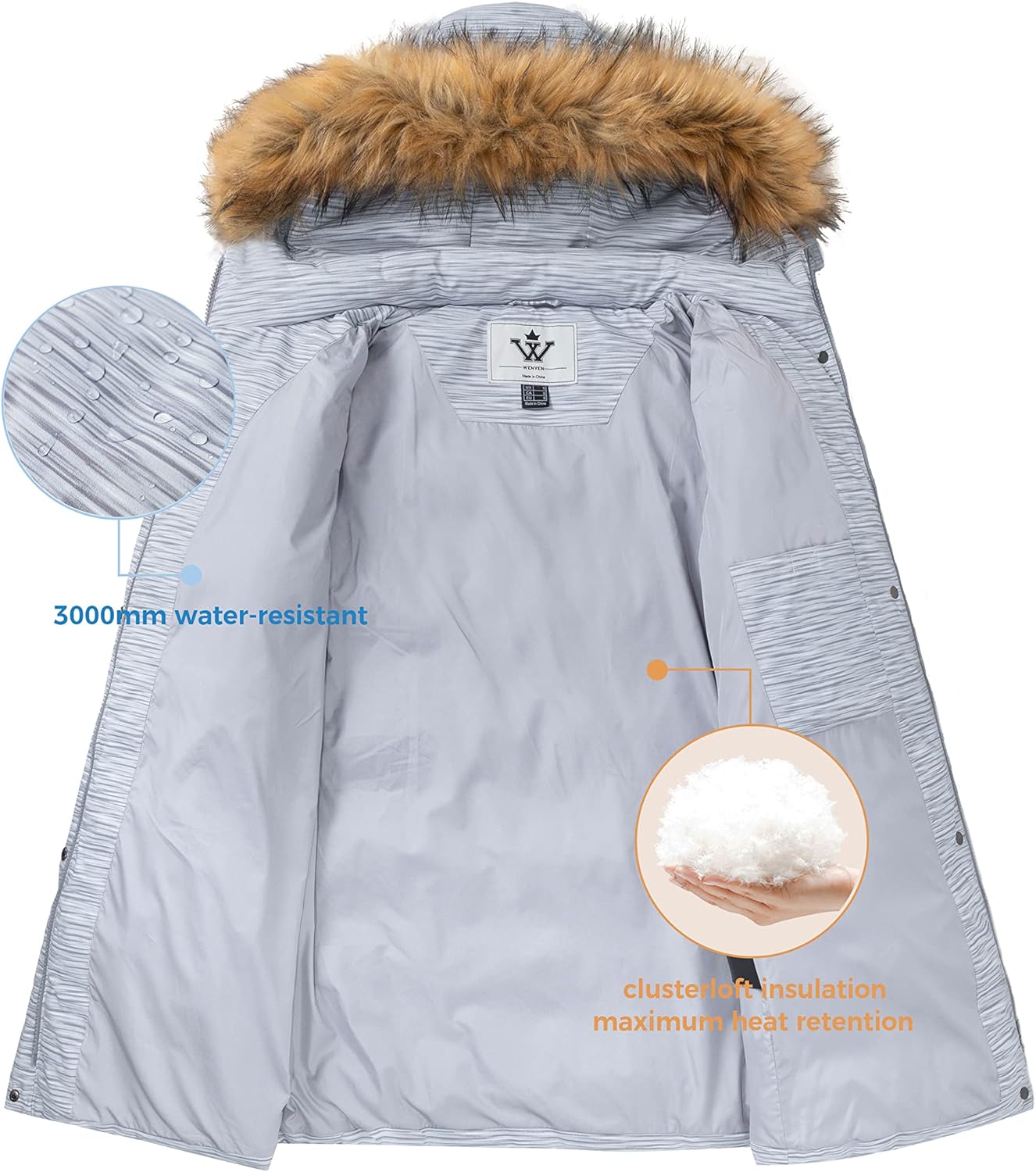 WenVen Women's Winter Thicken Puffer Coat Warm Jacket with Faux Fur Removable Hood