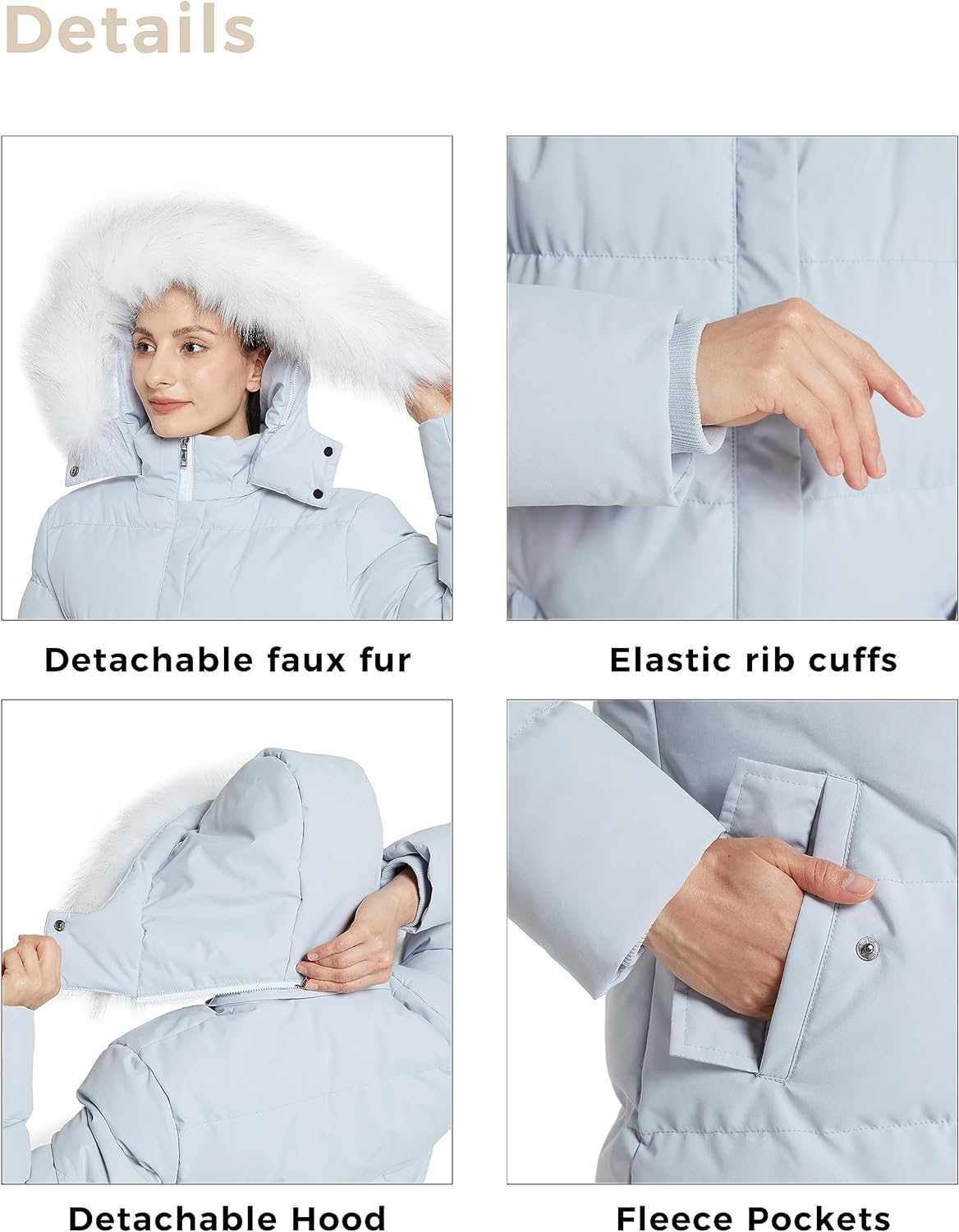 WenVen Women's Winter Thicken Puffer Coat Warm Jacket with Faux Fur Removable Hood