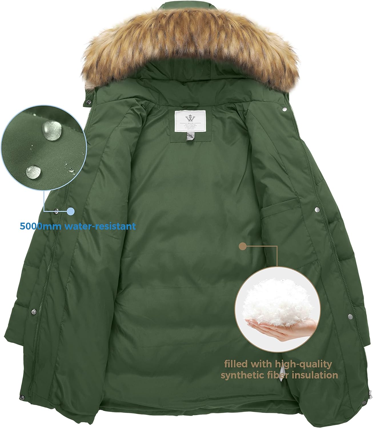 WenVen Women's Winter Thicken Puffer Coat Warm Jacket with Faux Fur Removable Hood