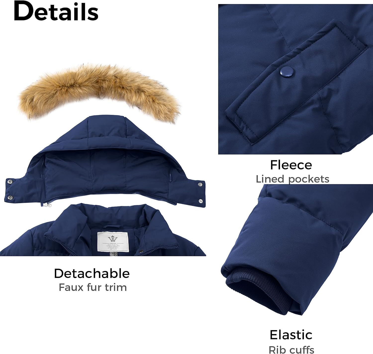 WenVen Women's Winter Thicken Puffer Coat Warm Jacket with Faux Fur Removable Hood