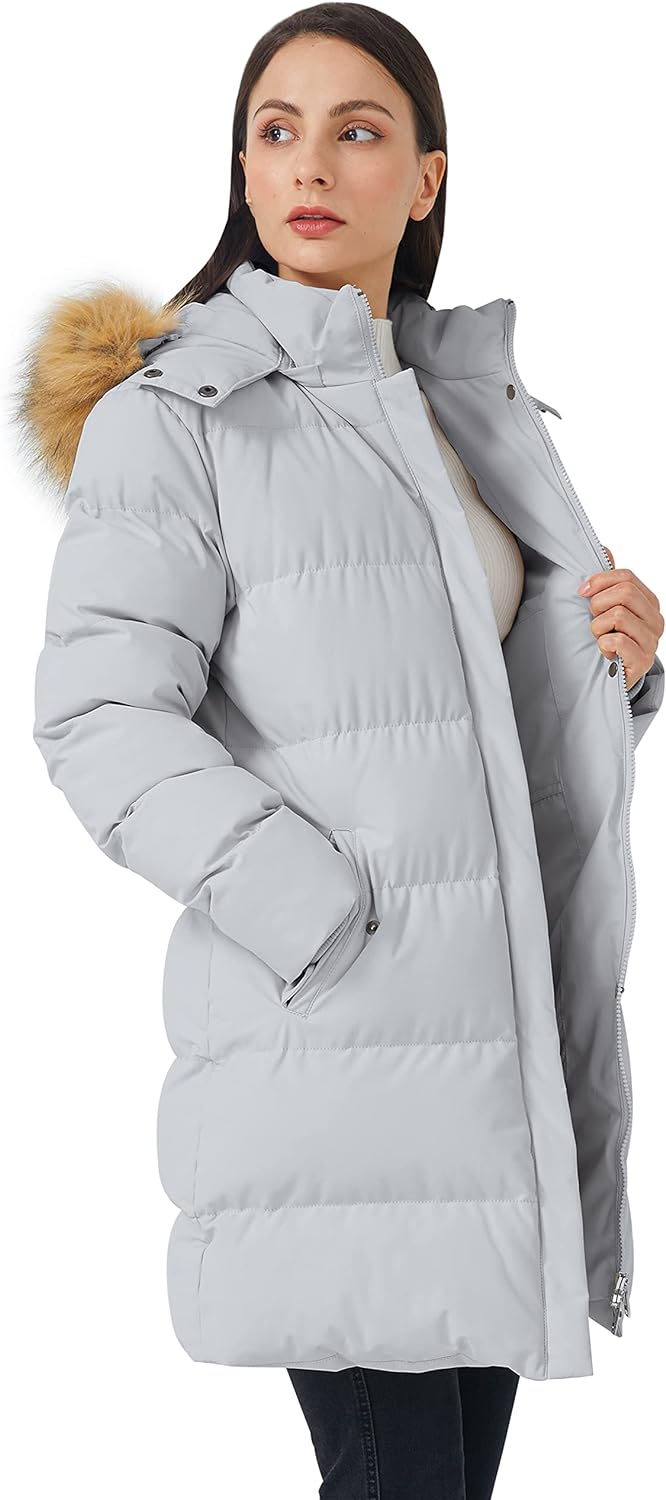 WenVen Women's Winter Thicken Puffer Coat Warm Jacket with Faux Fur Removable Hood