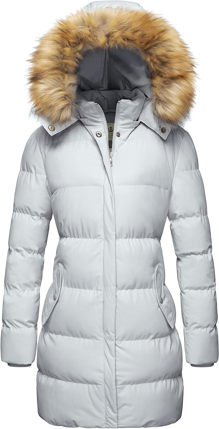 WenVen Women's Winter Thicken Puffer Coat Warm Jacket with Faux Fur Removable Hood