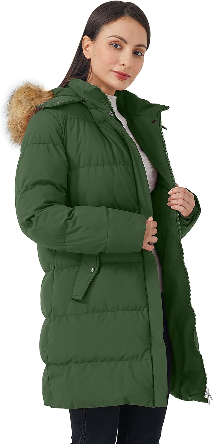 WenVen Women's Winter Thicken Puffer Coat Warm Jacket with Faux Fur Removable Hood