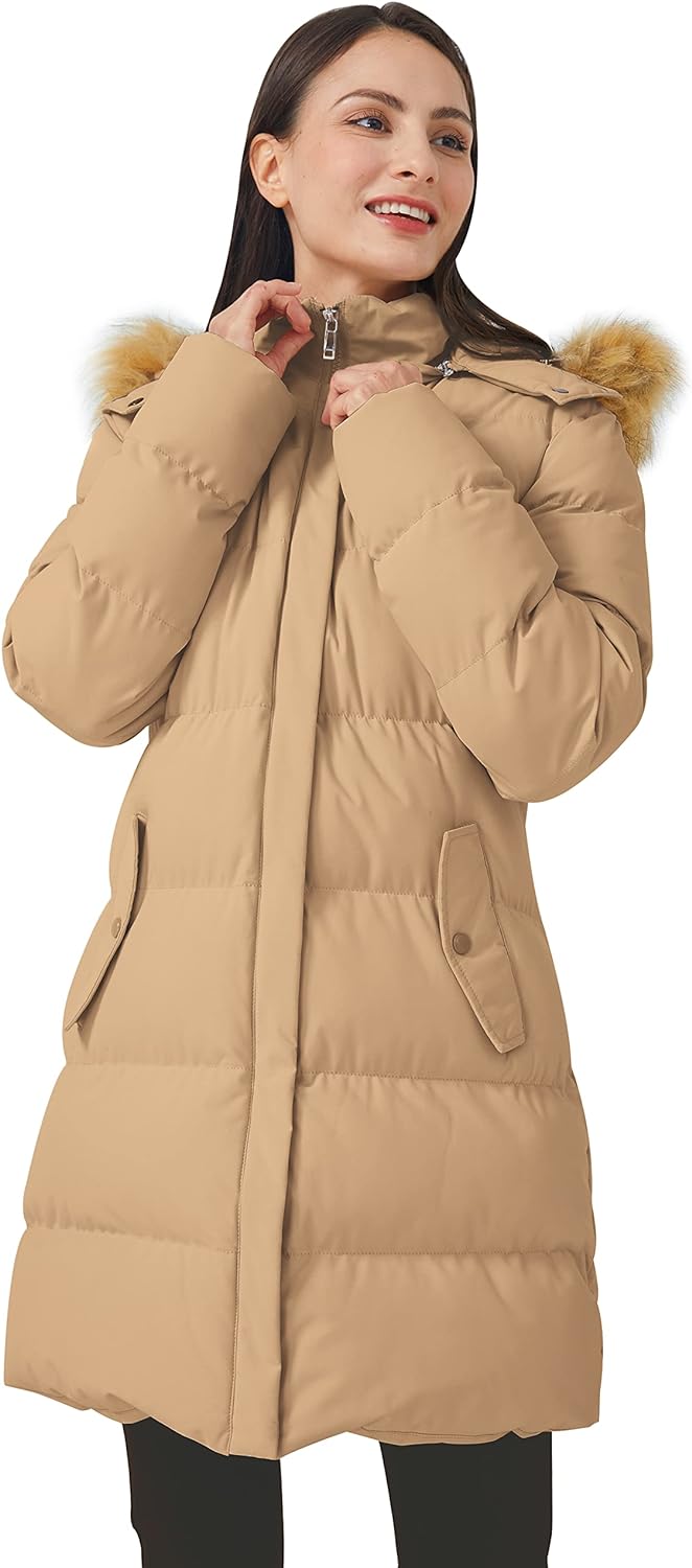 WenVen Women's Winter Thicken Puffer Coat Warm Jacket with Faux Fur Removable Hood