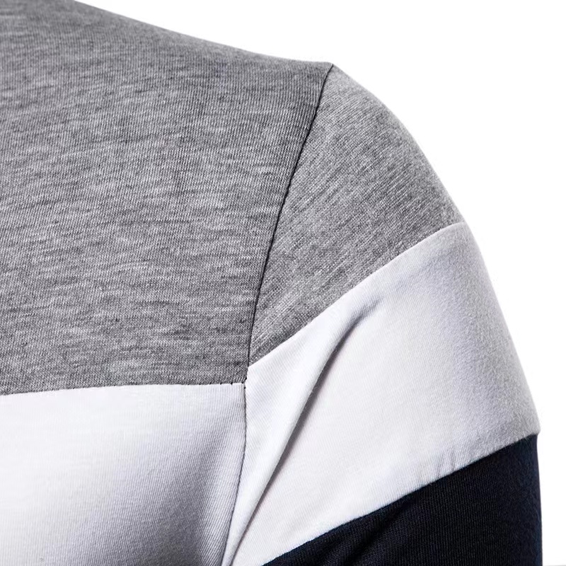 Men's Casual Color Block Long Sleeve Polo Shirt