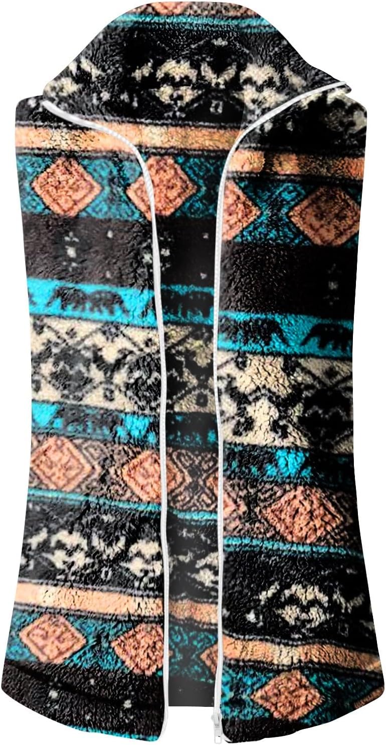 COTECRAM Womens Fuzzy Sherpa Fleece Jacket Lightweight Vest Casual Cozy Sleeveless Cardigan Coats Zipper Waistcoat Outerwear