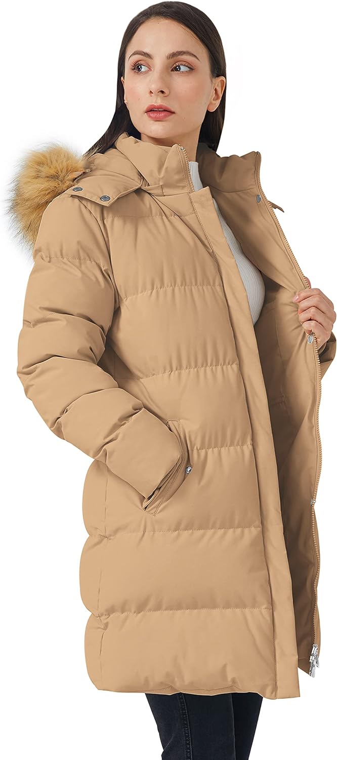 WenVen Women's Winter Thicken Puffer Coat Warm Jacket with Faux Fur Removable Hood