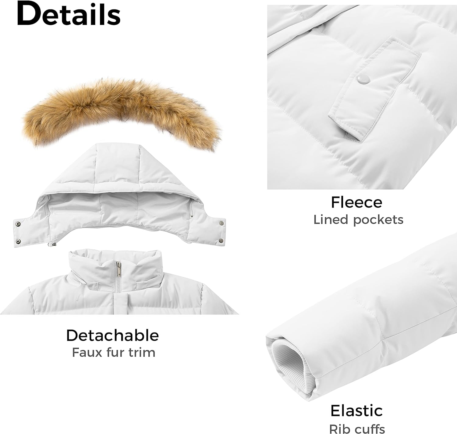 WenVen Women's Winter Thicken Puffer Coat Warm Jacket with Faux Fur Removable Hood