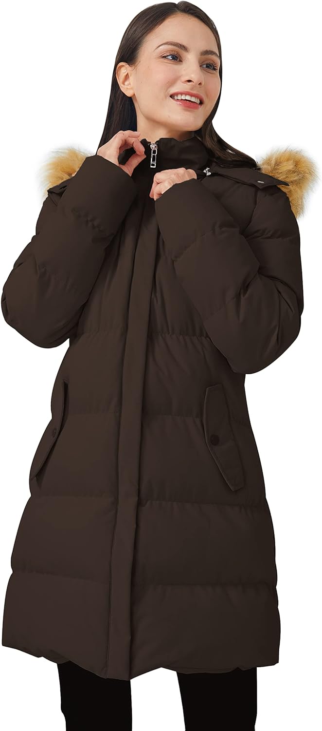 WenVen Women's Winter Thicken Puffer Coat Warm Jacket with Faux Fur Removable Hood