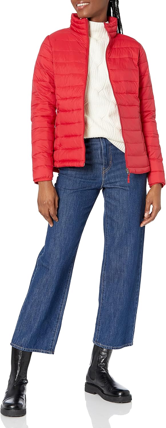 Amazon Essentials Women's Lightweight Long-Sleeve Water-Resistant Packable Puffer Jacket (Available in Plus Size)
