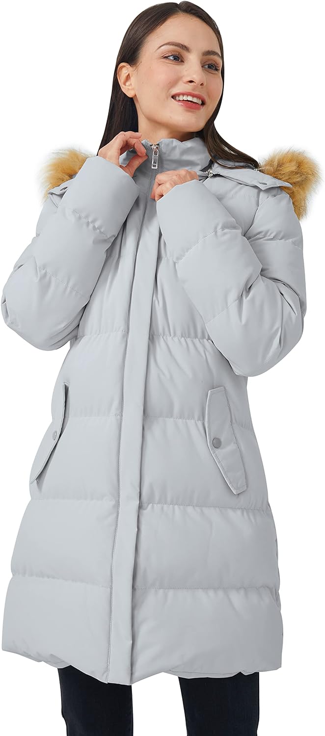 WenVen Women's Winter Thicken Puffer Coat Warm Jacket with Faux Fur Removable Hood