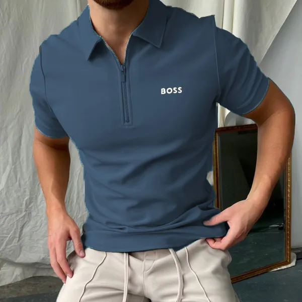 Men's casual loose short-sleeved polo shirt