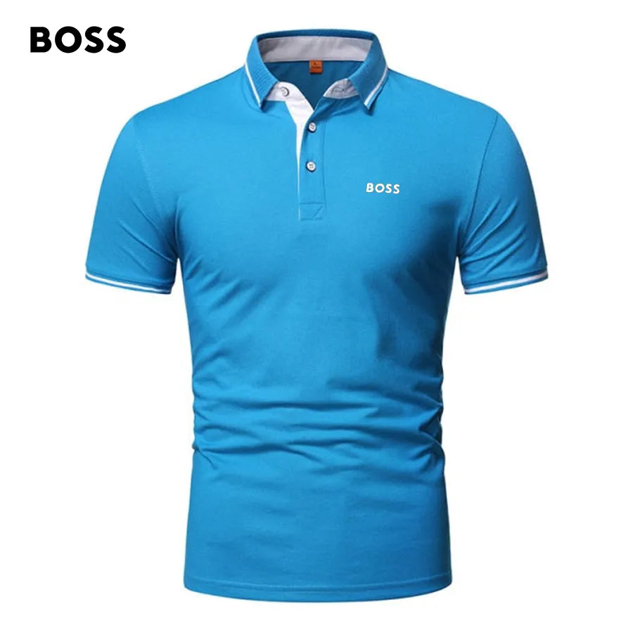 Men's Patchwork Printed Short Sleeve POLO T-Shirt