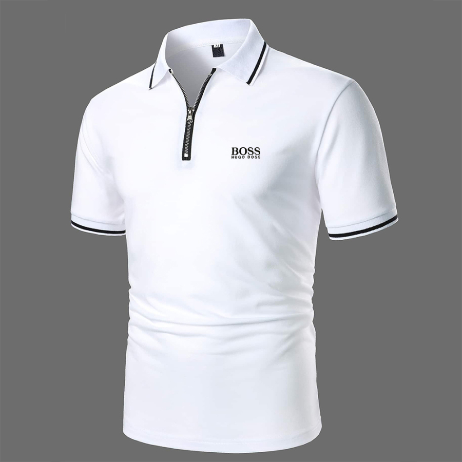 Men's Casual Short Sleeve Zip Lapel POLO Shirt