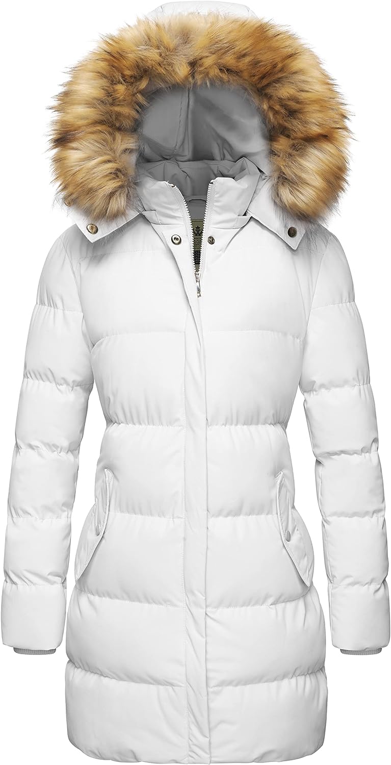 WenVen Women's Winter Thicken Puffer Coat Warm Jacket with Faux Fur Removable Hood