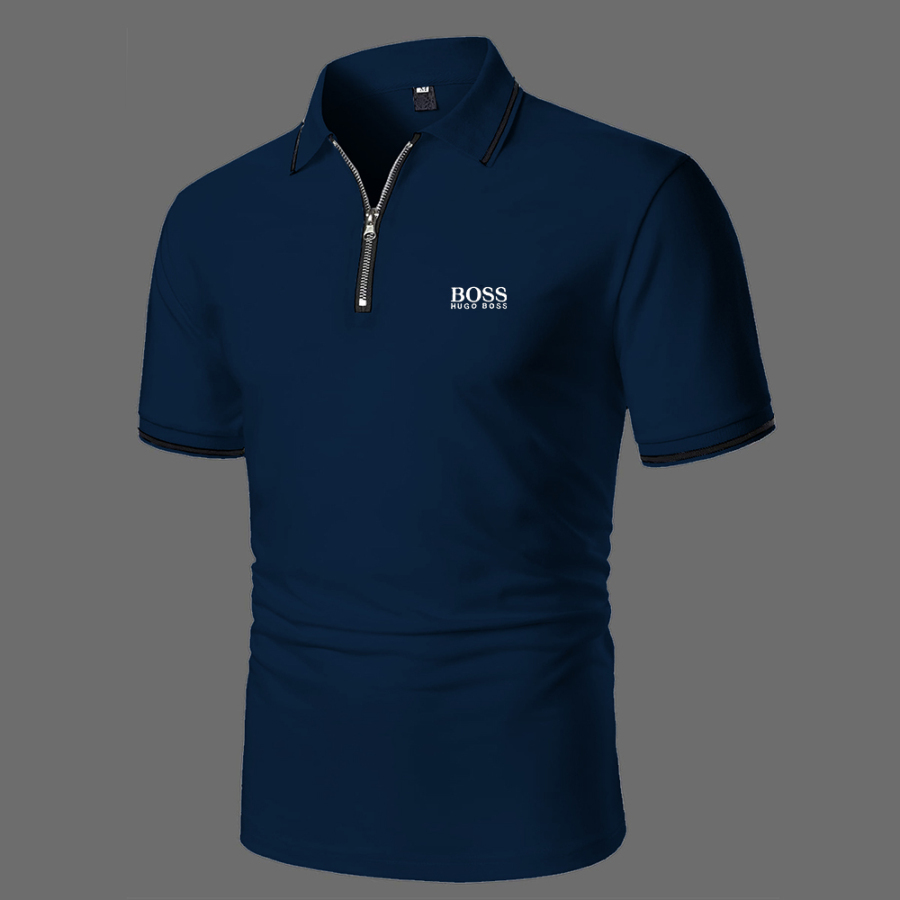 Men's Casual Short Sleeve Zip Lapel POLO Shirt