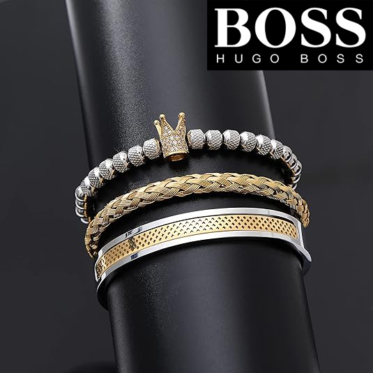 3 PCS Adjustable Cuff Bangle Bracelet for Men