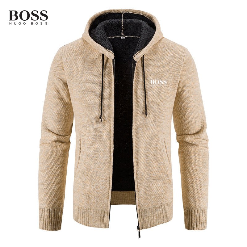 MEN’S ZIP UP HOODED COTTON SWEATER COAT