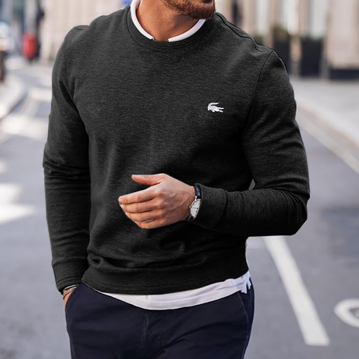 Men's solid color pullover sweater tops