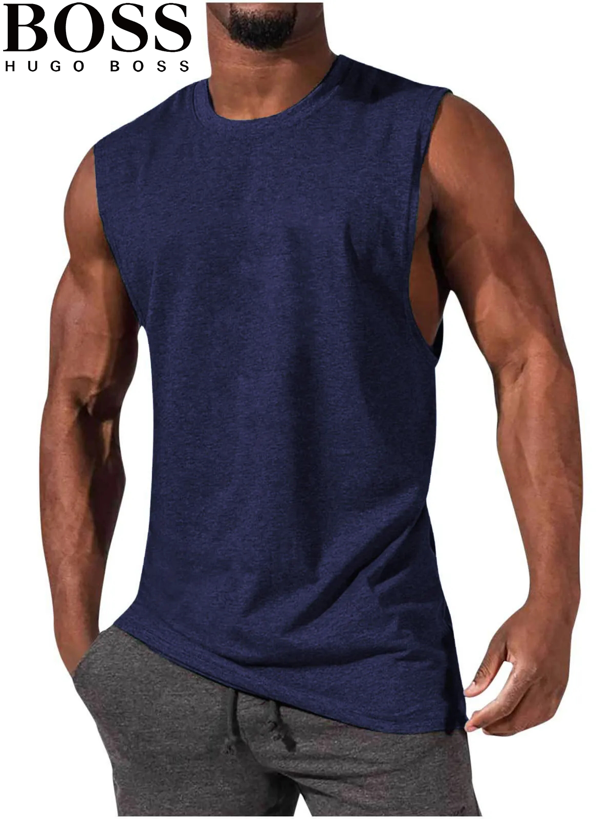 Men's T-Shirt Muscle Man Athletic Rambler Solid Color Top Sleeveless T-Shirt