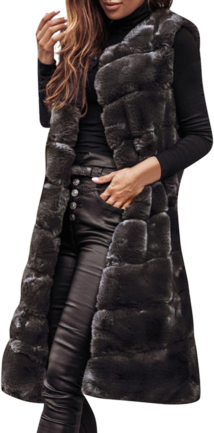 COTECRAM Womens Fuzzy Sherpa Fleece Jacket Lightweight Vest Casual Cozy Sleeveless Cardigan Coats Zipper Waistcoat Outerwear