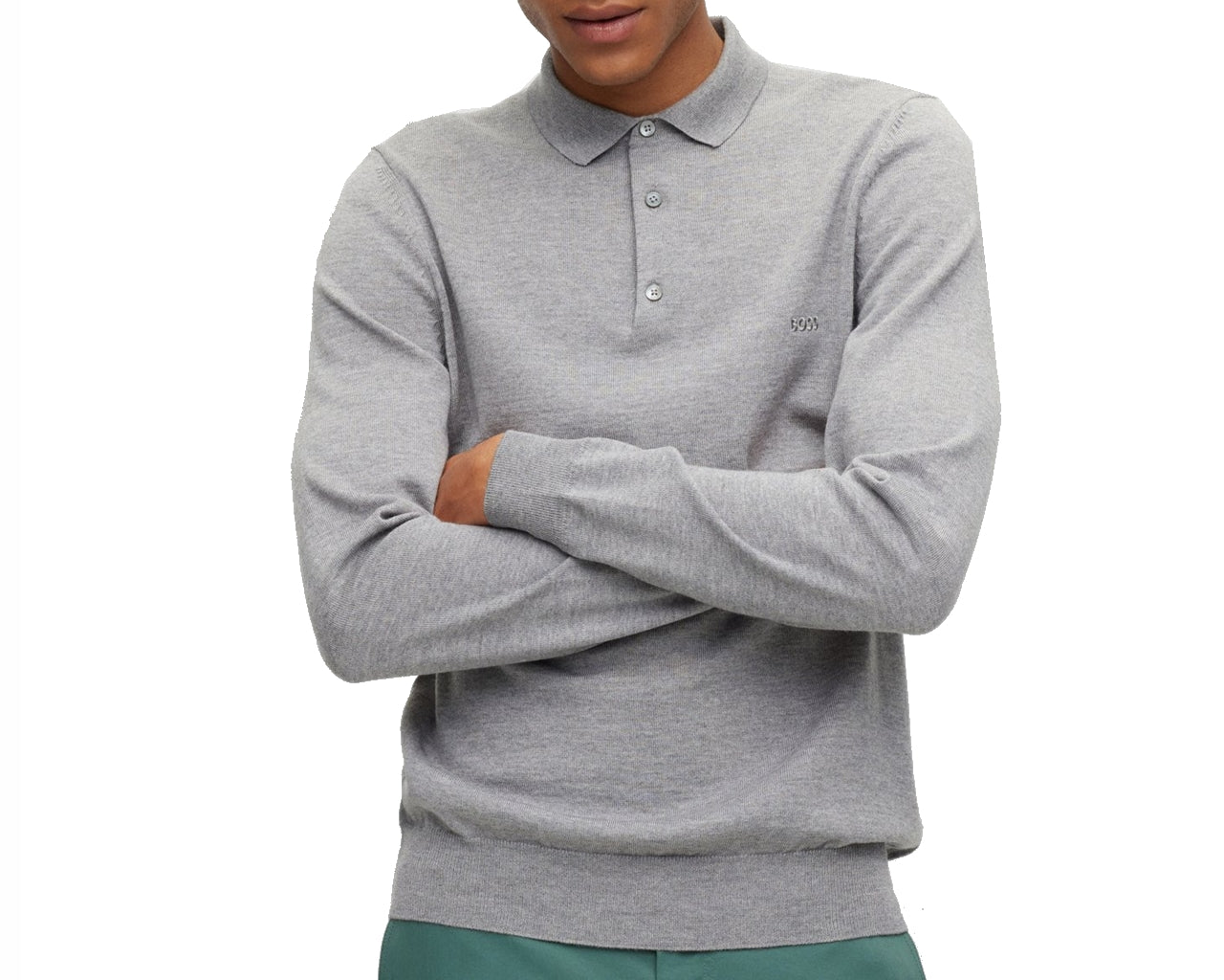 Bono L 50476357 Virgin Wool Polo Shirt Grey