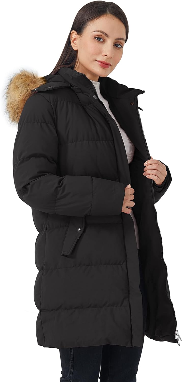 WenVen Women's Winter Thicken Puffer Coat Warm Jacket with Faux Fur Removable Hood