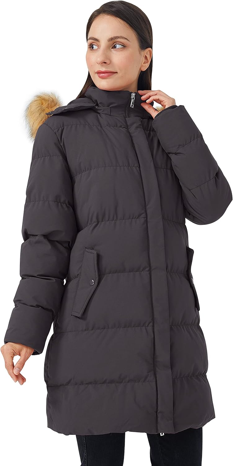 WenVen Women's Winter Thicken Puffer Coat Warm Jacket with Faux Fur Removable Hood