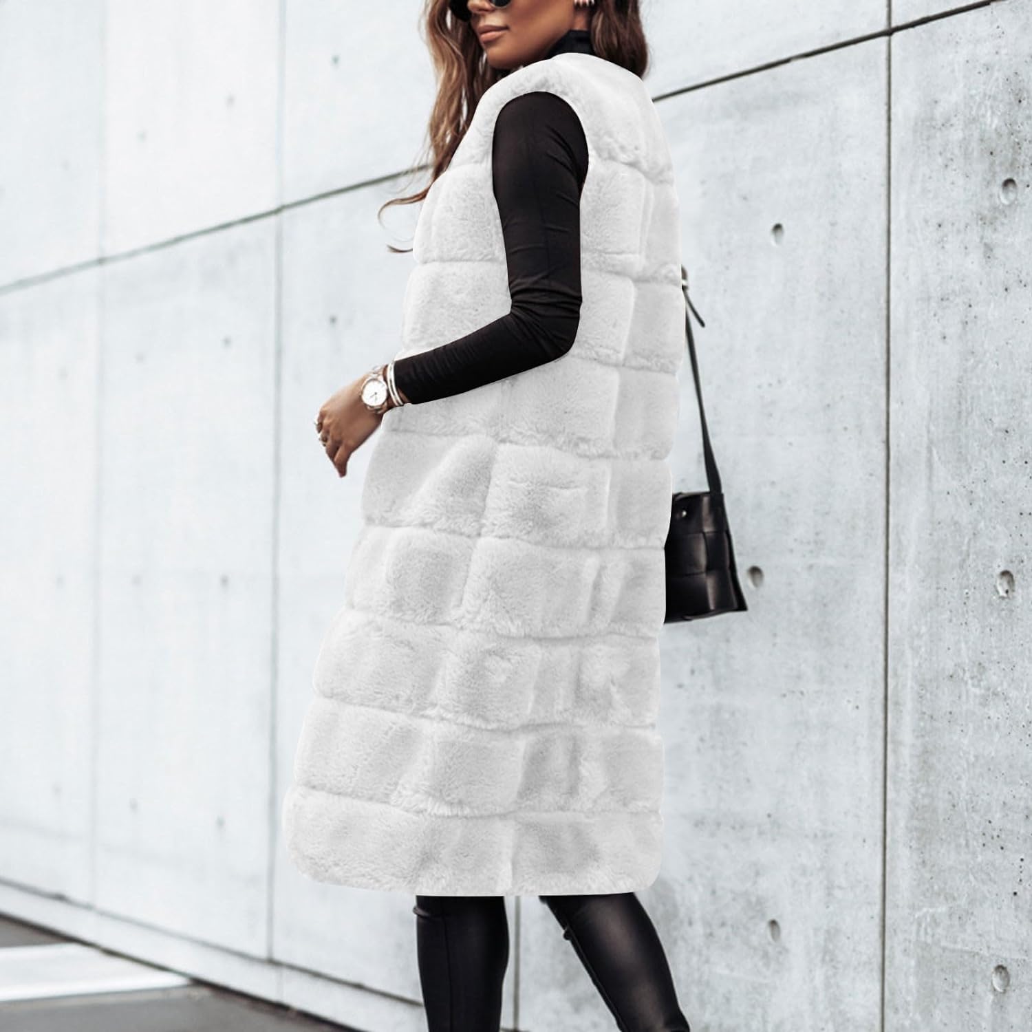 COTECRAM Womens Fuzzy Sherpa Fleece Jacket Lightweight Vest Casual Cozy Sleeveless Cardigan Coats Zipper Waistcoat Outerwear