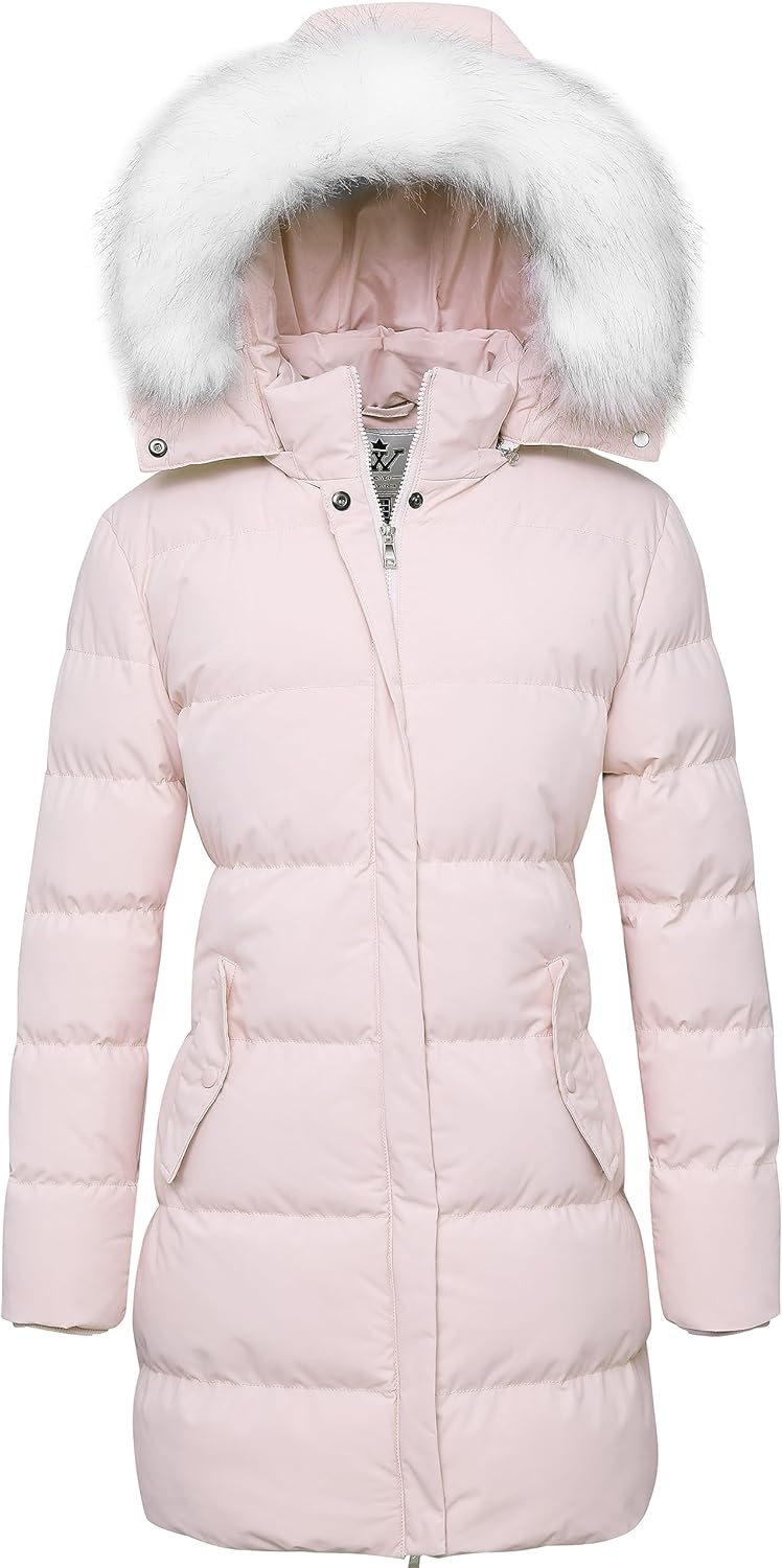 WenVen Women's Winter Thicken Puffer Coat Warm Jacket with Faux Fur Removable Hood