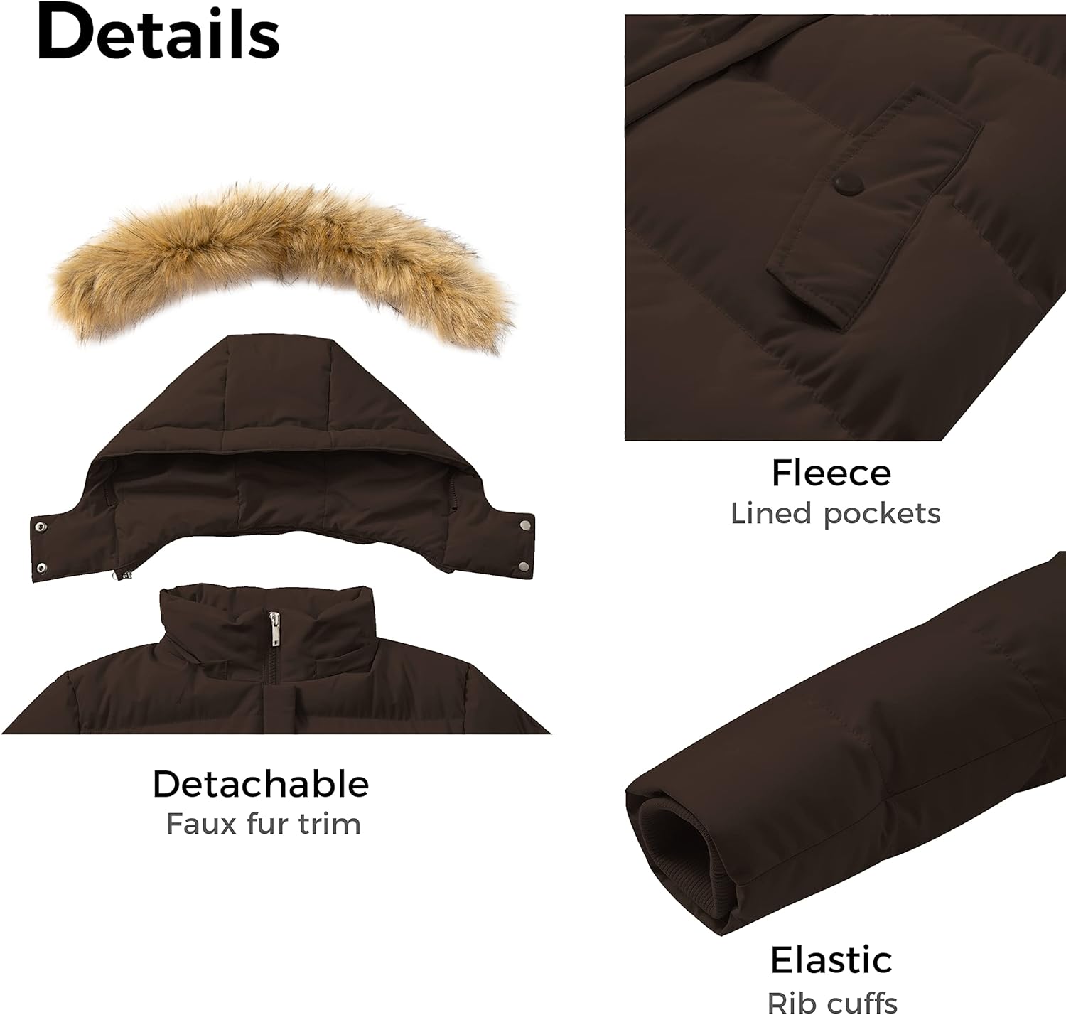 WenVen Women's Winter Thicken Puffer Coat Warm Jacket with Faux Fur Removable Hood