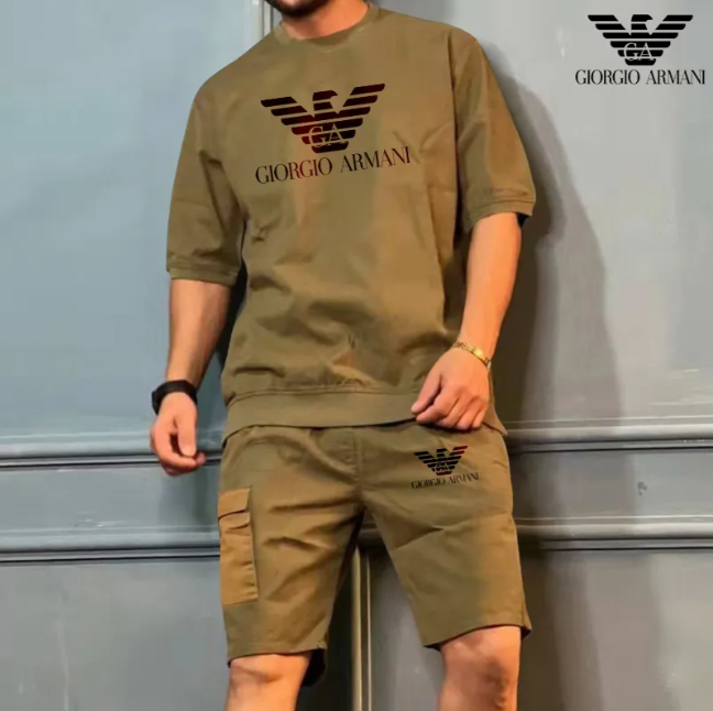 Męska wygodna, codzienna, prosta odzież sportowa (top + spodnie)