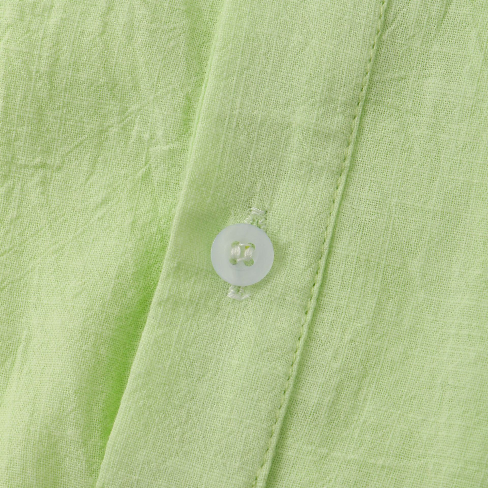 Men's Cotton Linen Stand Collar Casual Beach Short Sleeve Shirt