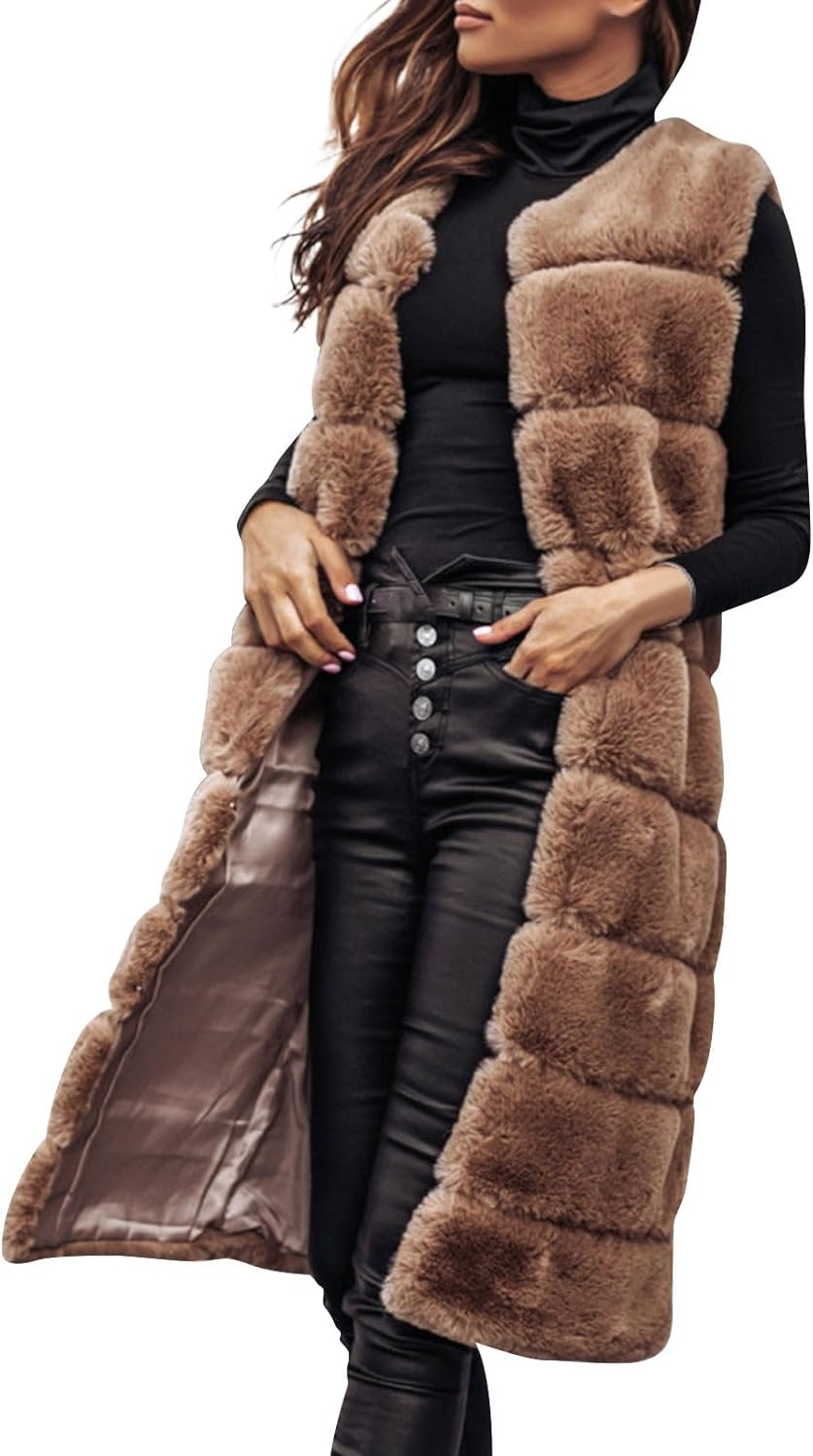COTECRAM Womens Fuzzy Sherpa Fleece Jacket Lightweight Vest Casual Cozy Sleeveless Cardigan Coats Zipper Waistcoat Outerwear