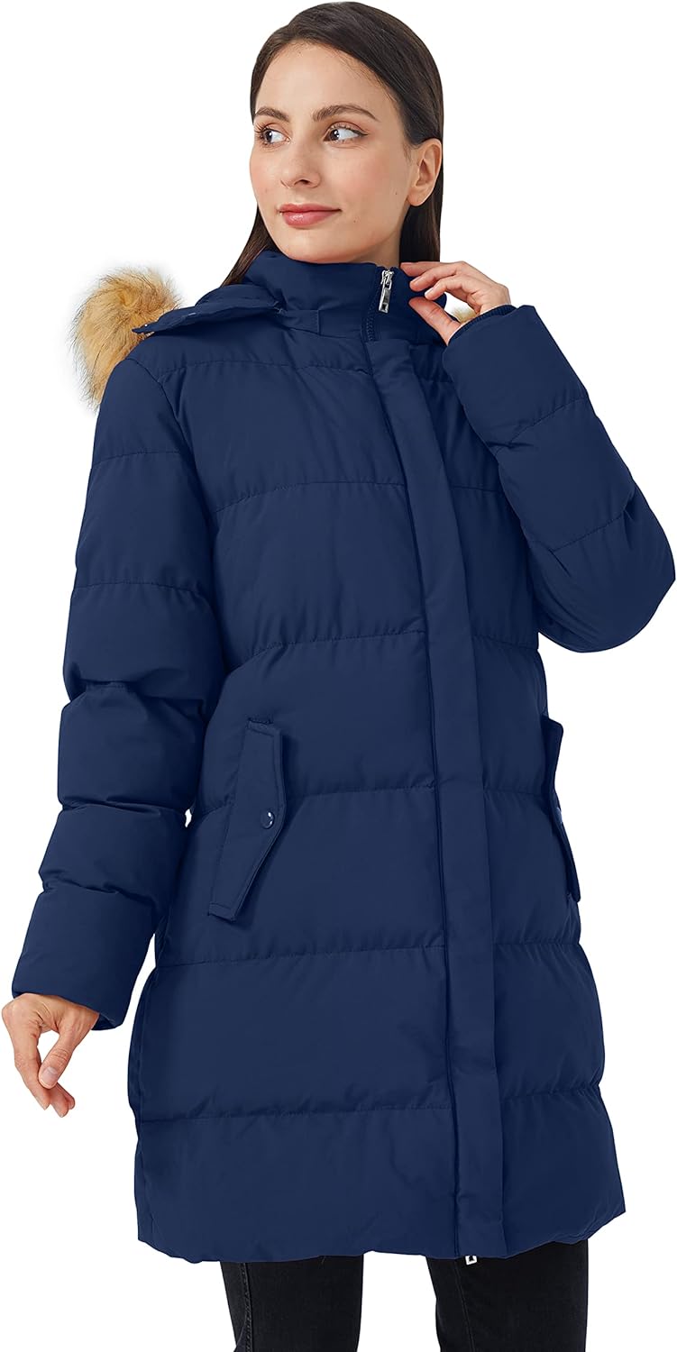 WenVen Women's Winter Thicken Puffer Coat Warm Jacket with Faux Fur Removable Hood